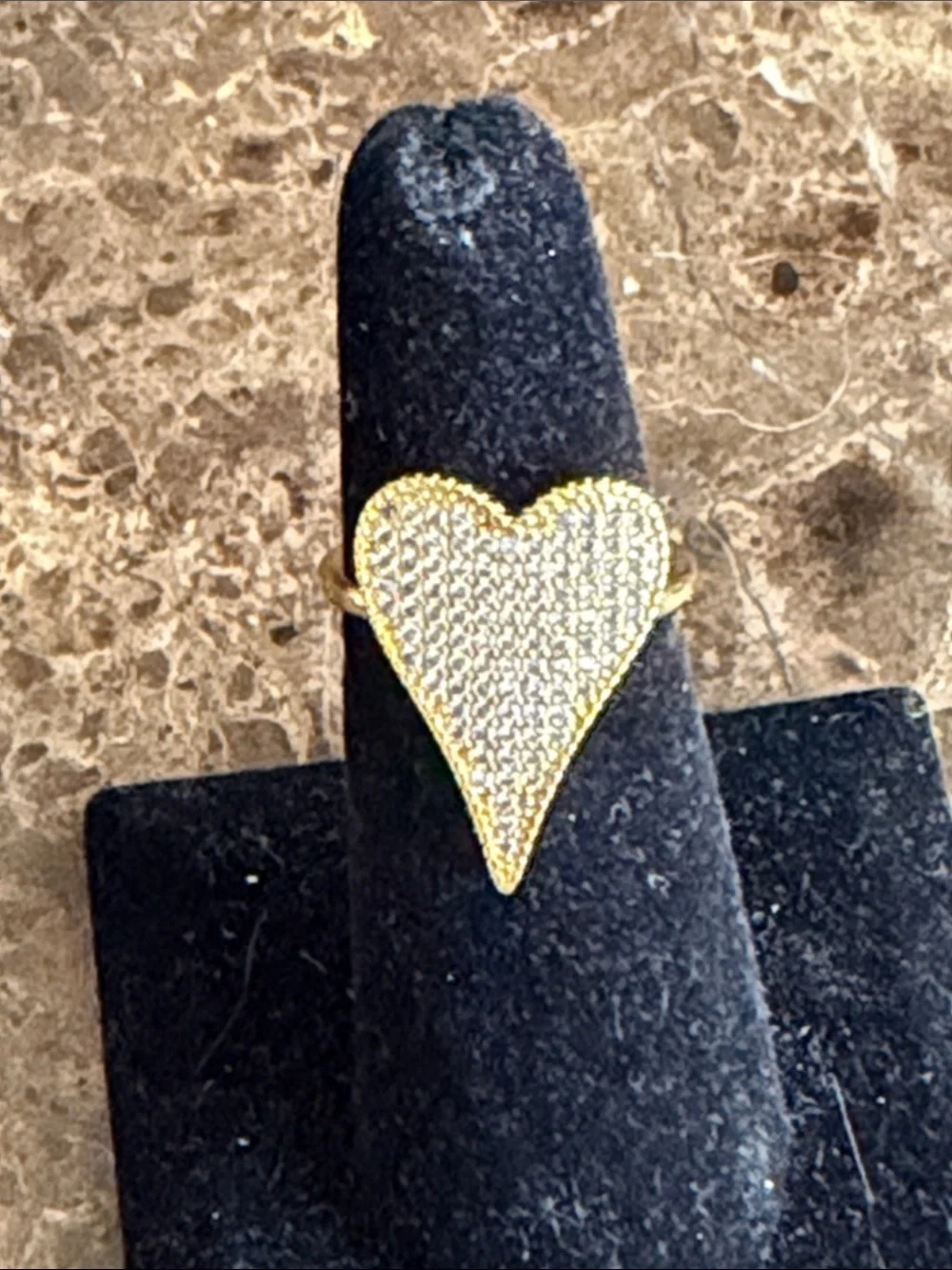 Gold Heart Pavé Ring  size 5-6